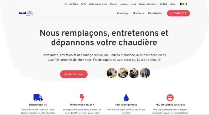 Page d’accueil du site Heat Me