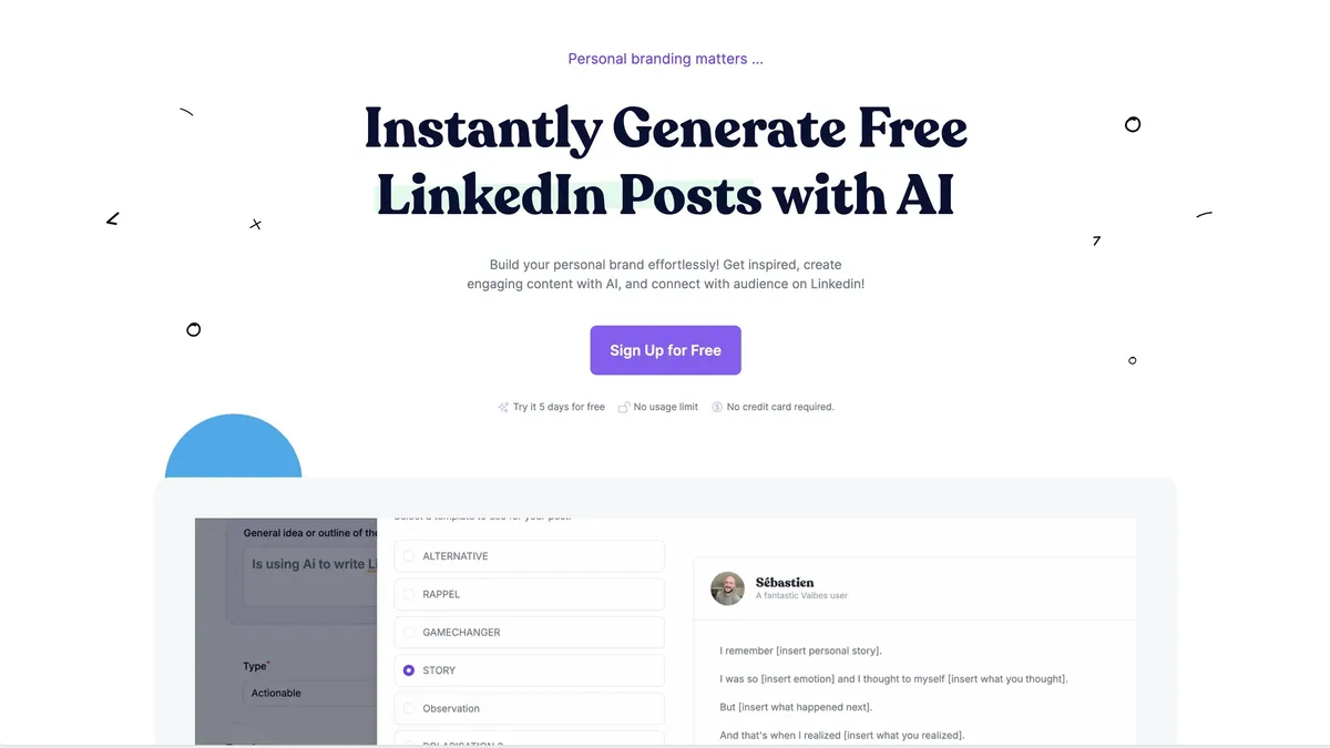 Vaibes, Plateforme IA de création de posts LinkedIn