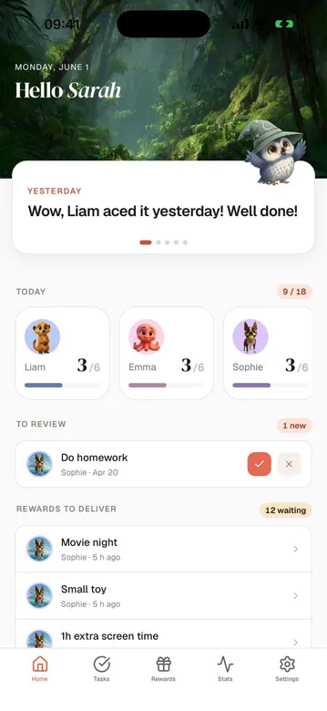 Harmonia, écran de l'application 1