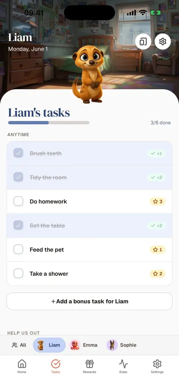 Harmonia, écran d'application