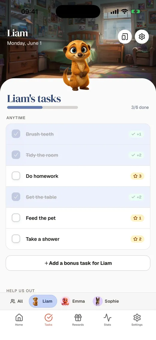 Harmonia, écran d'application