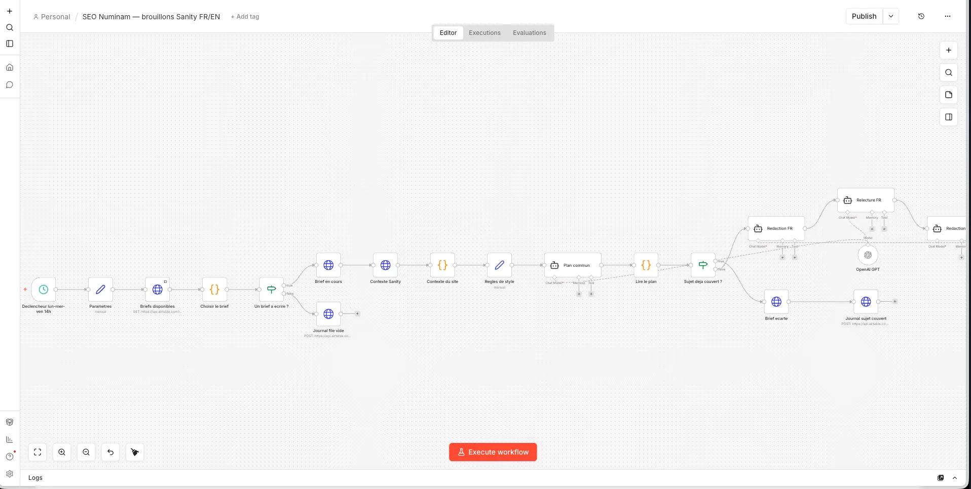Capture du workflow n8n