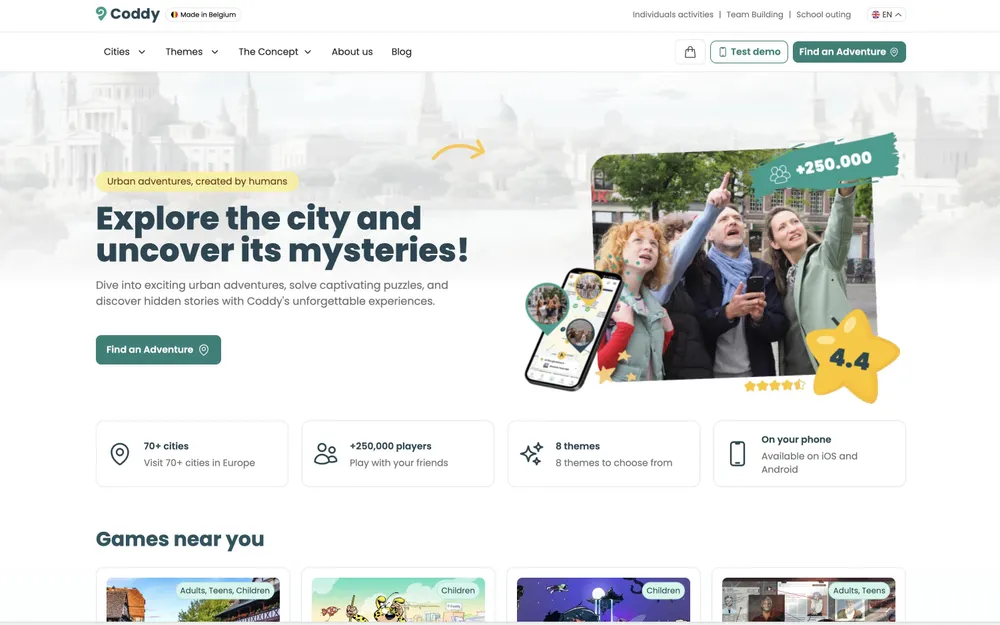 Coddy, aperçu du site