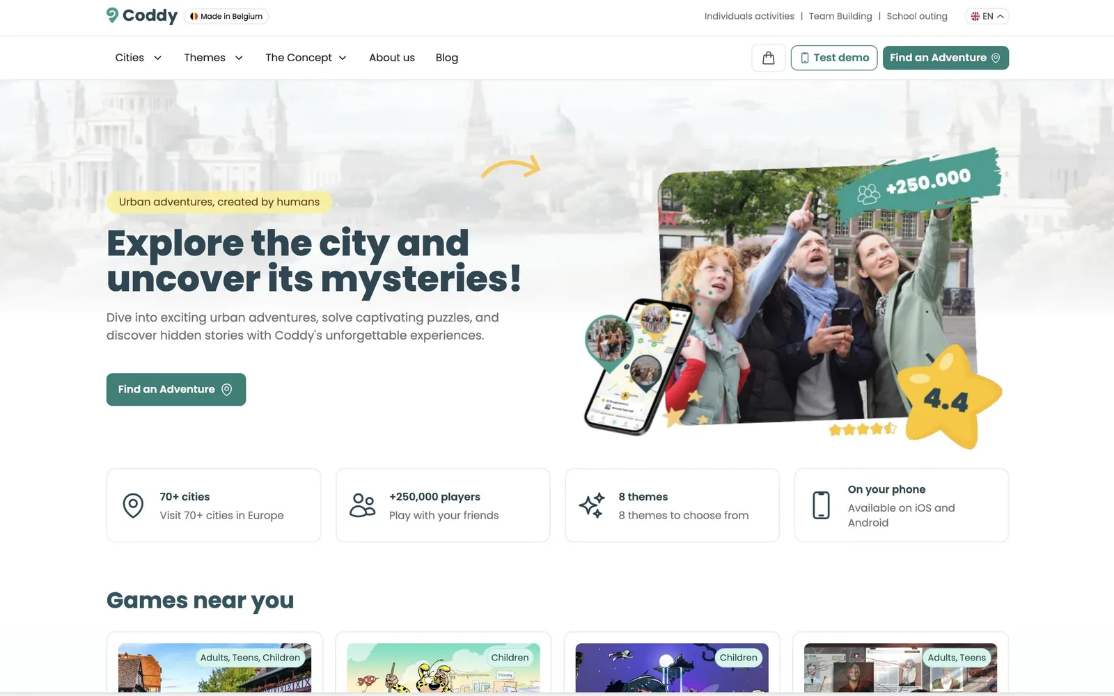 Coddy, aperçu du site
