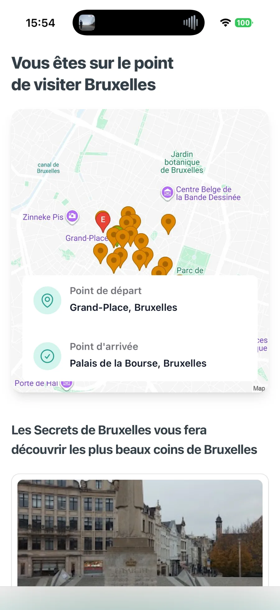 The old route map, on mobile